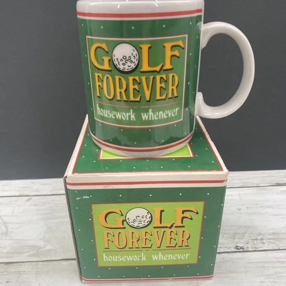 Vintage Golf Forever Housework Work Whenever Ceramic Porcelain Coffee Tea Mug - Picture 12 of 12